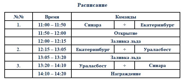 Расписание игр.