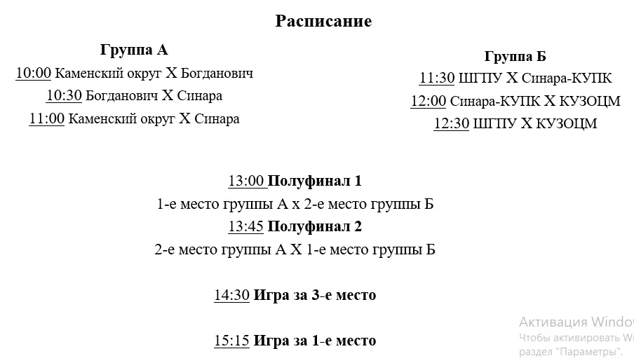 Расписание Кубка города по волейболу